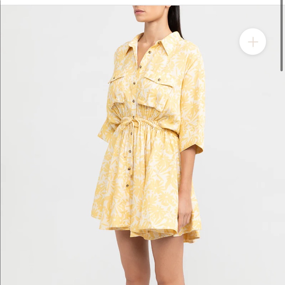 Yellow Floral Button-Up Dress